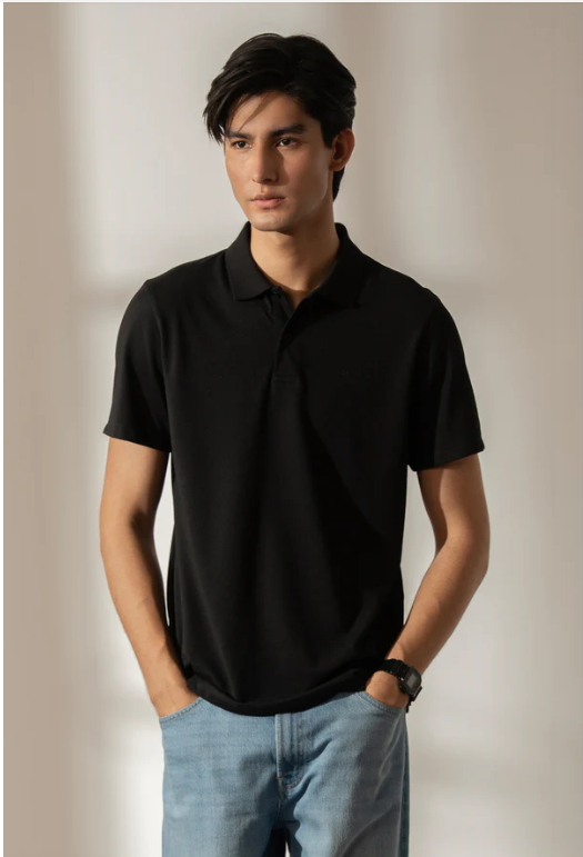PERFORMANCE BUTTON POLO - BLACK