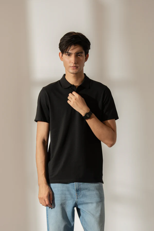 PERFORMANCE BUTTON POLO - BLACK