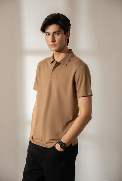 PERFORMANCE BUTTON POLO - GOLD